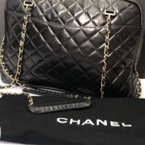 CHANEL Matelasse Handbag vintage FRANCE Exceptional Authentic Chain Blk Leather - Picture 9 of 17